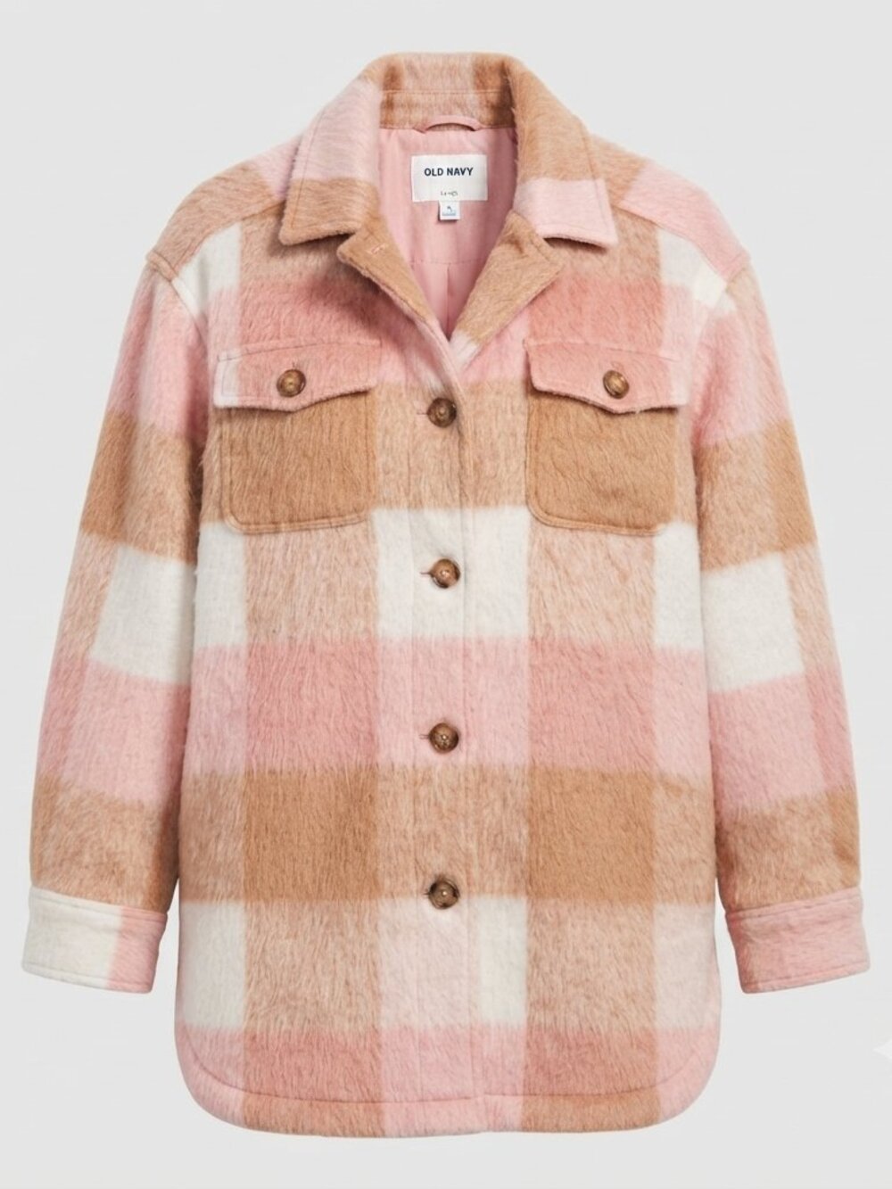 *2-4-$25* Old Navy Pink Plaid Fuzzy Brushed Shacket Jacket Large